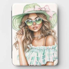 KNAP ZOMERMEISJE IN EEN GROENE JURK