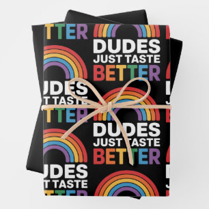 Knapen Smaken gewoon beter Grappige Homoseksuele R Inpakpapier Vel