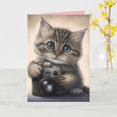 KNAPOGE KATTIGE KITTY KAT VALENTIJN DAG VRINDIN KAART (Gele Bloem)