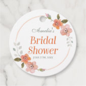 Knappe bloemige oranje bruidsdouche bedankjes labels (Voorkant)