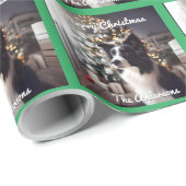 Knappe Border Collie en Kerstboom Cadeaupapier (Rol Hoek)