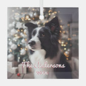Knappe Border Collie en Kerstboom Glas Ornament (Voorkant)