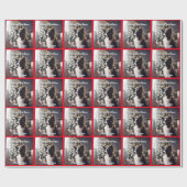 Knappe Border Collie en Kerstboom Rood Cadeaupapier (Vlak)
