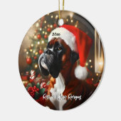 Knappe Boxer met Santa Hat Keramisch Ornament (Links)
