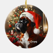 Knappe Boxer met Santa Hat Keramisch Ornament (Achterkant)