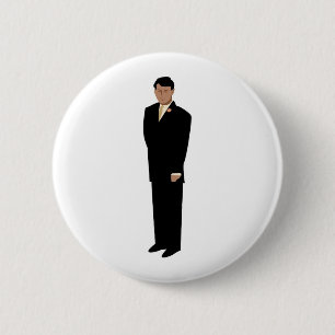 Knappe Bruidegom in Stropdas Ronde Button 5,7 Cm