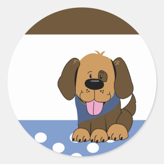 Knappe Bruine Puppy Dog Envelope Seals Ronde Sticker (Voorkant)