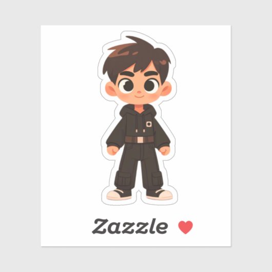 Knappe cartoon jongen sticker (Vel)