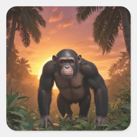 Knappe Chimp Vierkante Sticker (Voorkant)