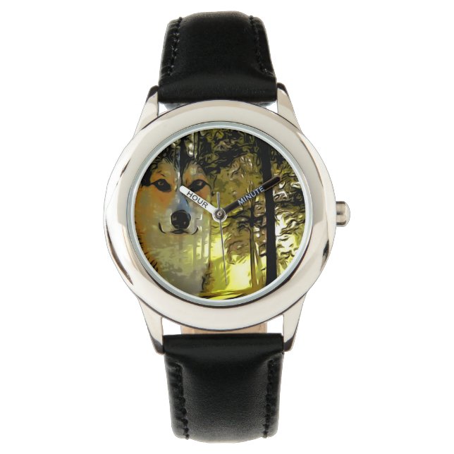 Knappe Corgi in de Bossen Horloge (Voorkant)