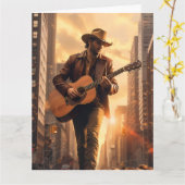 Knappe Cowboy Happy Birthday WENSKAART Kaart (Gele Bloem)