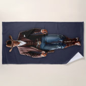 Knappe Cowboy Navy Blauw & Bruin Strandlaken (Voorkant)