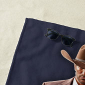 Knappe Cowboy Navy Blauw & Bruin Strandlaken (In situ)