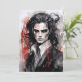 Knappe dromerige vampier Lord Waterverf Design Feestdagenkaart (Staand voorkant)