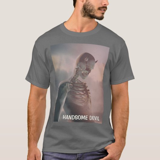 Knappe duivel. Skelet met hoorns T-shirt (Voorkant)