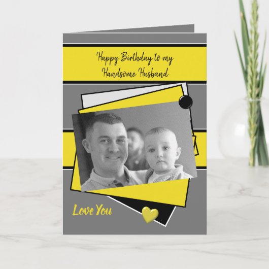 Knappe echtgenoot op uw verjaardag grijze foto kaart (Voorkant)
