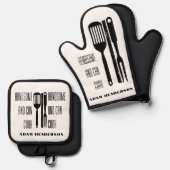 Knappe en kan koken aangepaste naam ovenwant & pannenlap set (Voorkant / Achterkant)