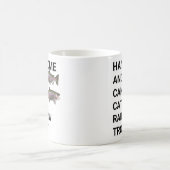 Knappe en kan regenboogforel vangen Gevist Koffiemok (Center)