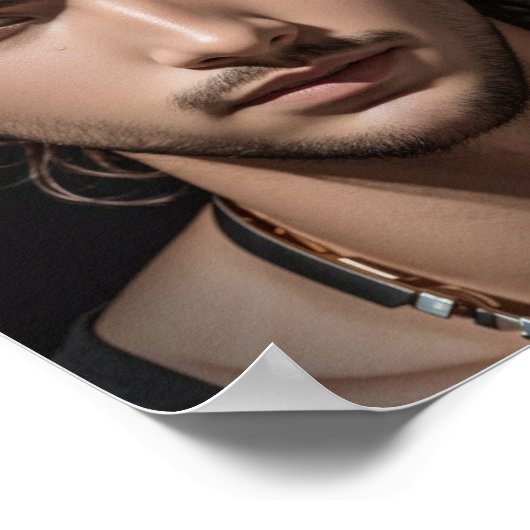 Knappe en serieus uitziende Aziatische man. Poster (Hoek)