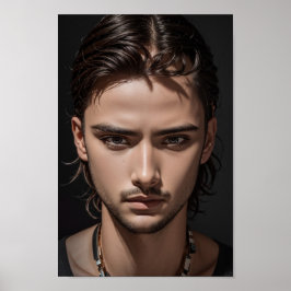 Knappe en serieus uitziende Aziatische man. Poster