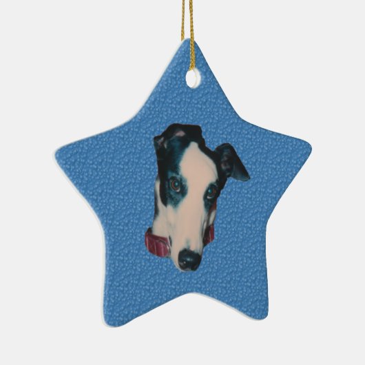 Knappe Greyhound Face Dog Ornament (Rechts)