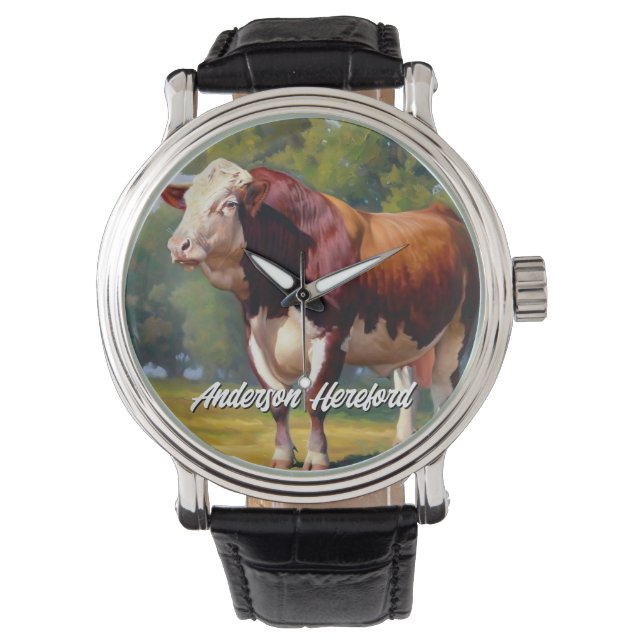 Knappe Hereford Bull Horloge (Voorkant)