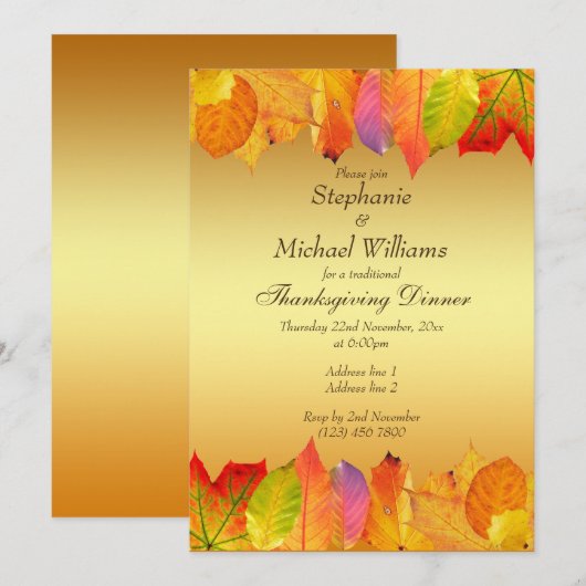 Knappe herfstbladeren Thanksgiving Kaart (Voorkant / Achterkant)