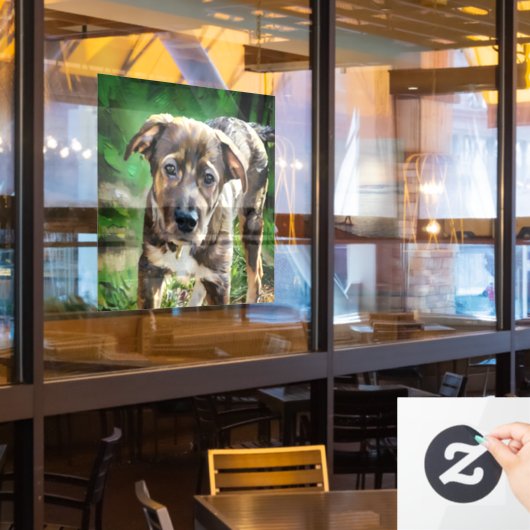 Knappe Husky Mix Puppy Window Cling Raamsticker (Restaurant Raam)