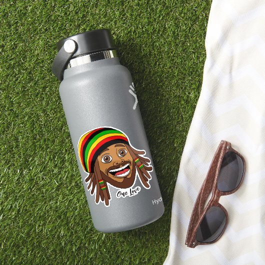 Knappe Jamaicaanse Rasta-man Eén Liefde Sticker (HydroFlask Insitu)