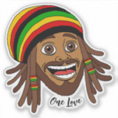 Knappe Jamaicaanse Rasta-man Eén Liefde Sticker (Voorkant)