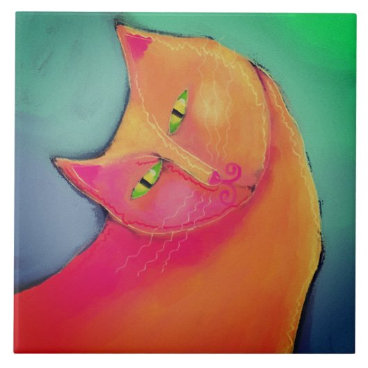 Knappe Jongen Abstract Digitaal Schilderen Tegeltje (Voorkant)