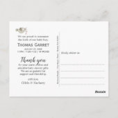 Knappe jongen in het blauw Foto ingelijkte geboort Briefkaart (Achterkant)