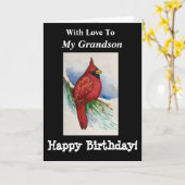 Knappe Kardinale Verjaardag Mijn kleinzoon Bold Bi Kaart (Gele Bloem)