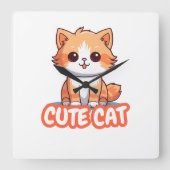 knappe kat vierkante klok (Voorkant)