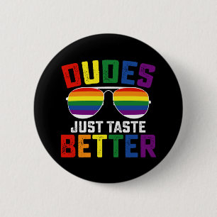 Knappe Kerels Smaken Gewoon Lekker Grappige HBTQ T Ronde Button 5,7 Cm