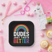 Knappe Kerels Smaken gewoon Lekkerder Grappig Gay  Papieren Bordje (Feest)