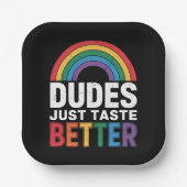 Knappe Kerels Smaken gewoon Lekkerder Grappig Gay  Papieren Bordje (Voorkant)