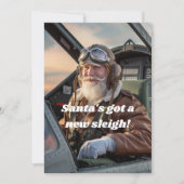 Knappe Kerstman in Vliegtuigfoto, Grappige Kerstmi Feestdagenkaart (Voorkant)