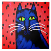 Knappe man Abstract kattenschilderij Tegeltje (Voorkant)