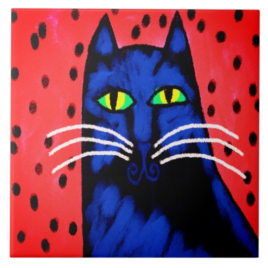 Knappe man Abstract kattenschilderij Tegeltje (Voorkant)