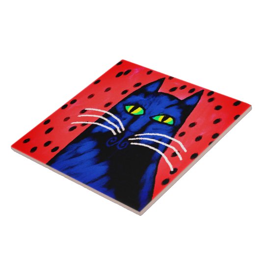 Knappe man Abstract kattenschilderij Tegeltje (Zijkant)