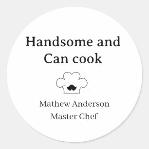 knappe man die kan koken master chef man keuken ko ronde sticker