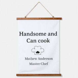 knappe man die kan koken masterchef man keukenkoni hangend wandkleed