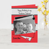 Knappe man op je verjaardag rode fotokaart kaart (Gele Bloem)