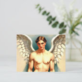 Knappe Mannelijke Engel Briefkaart (Staand voorkant)