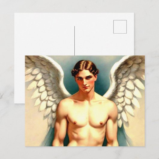 Knappe Mannelijke Engel Briefkaart (Voorkant / Achterkant)