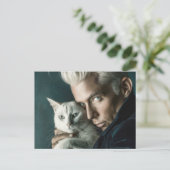 Knappe Mannen & Katten Kunst Ansichtkaart Briefkaart (Staand voorkant)