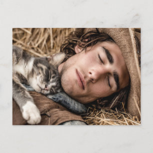 Knappe Mannen & Katten Kunst Ansichtkaart Briefkaart