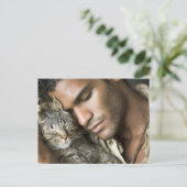 Knappe Mannen & Katten Kunst Ansichtkaart Briefkaart (Staand voorkant)