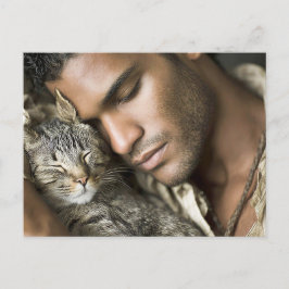 Knappe Mannen & Katten Kunst Ansichtkaart Briefkaart
